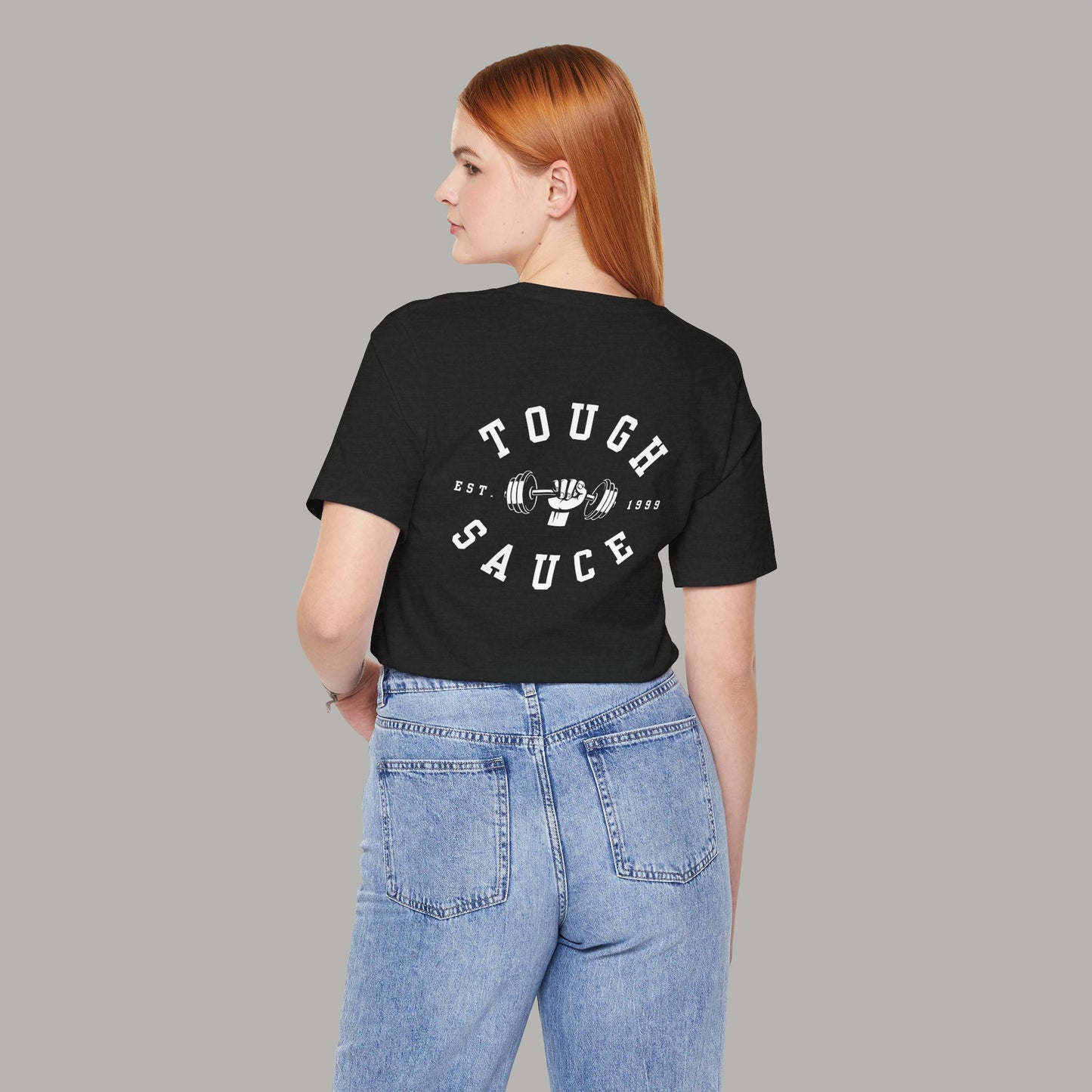 Tough Sauce Gym Unisex Jersey Black Short Sleeve Tee