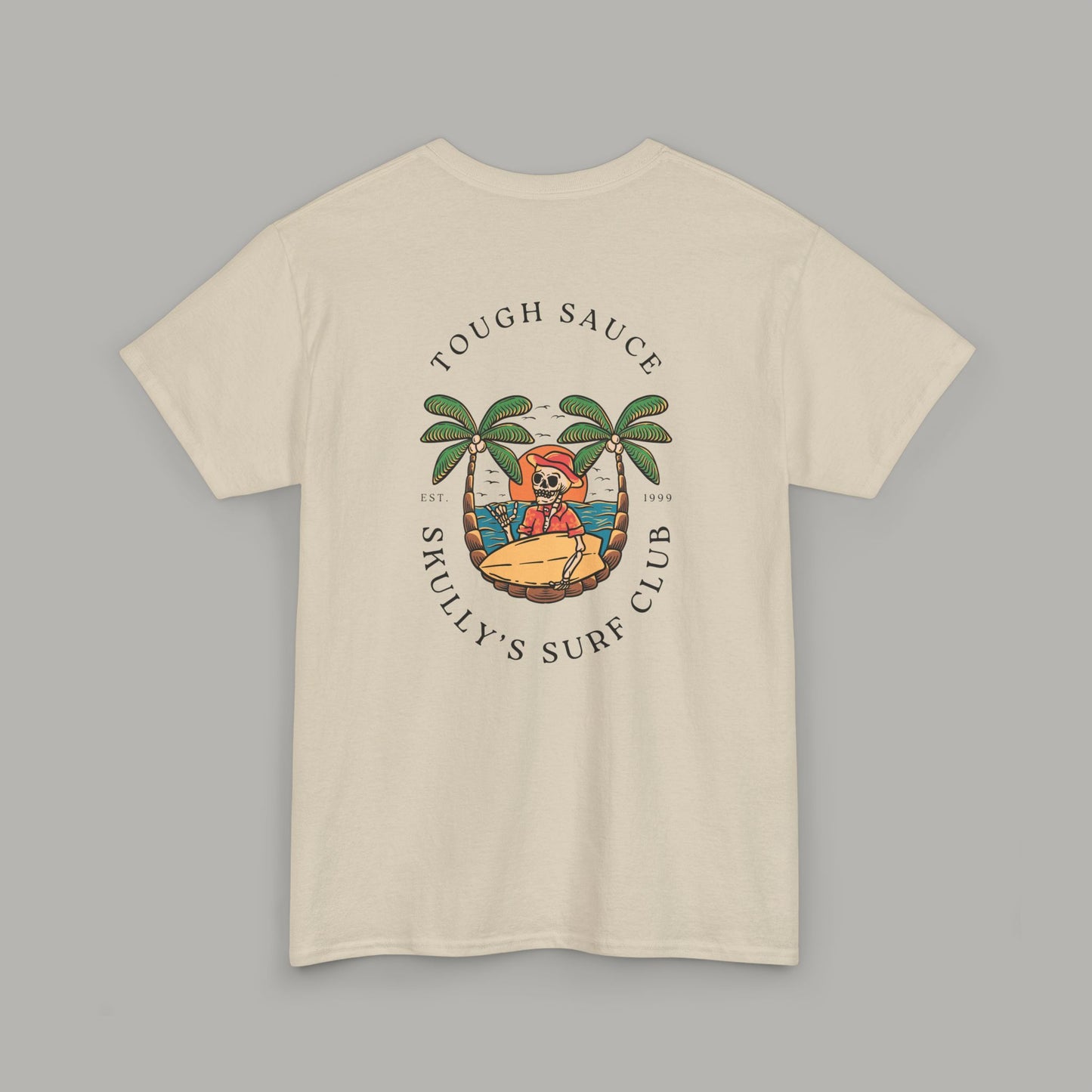 Tough Sauce White Sandy Skully's Surf Club Heavy Weight Cotton Tee