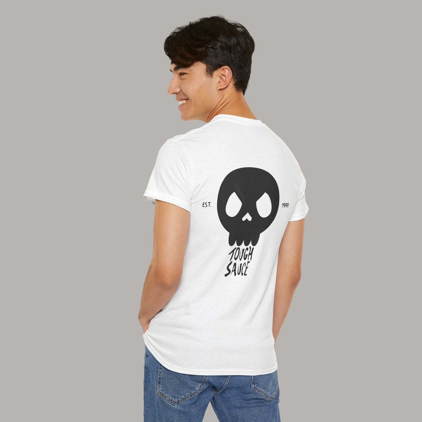 Tough Sauce Skull Dude White Heavy Cotton Tee