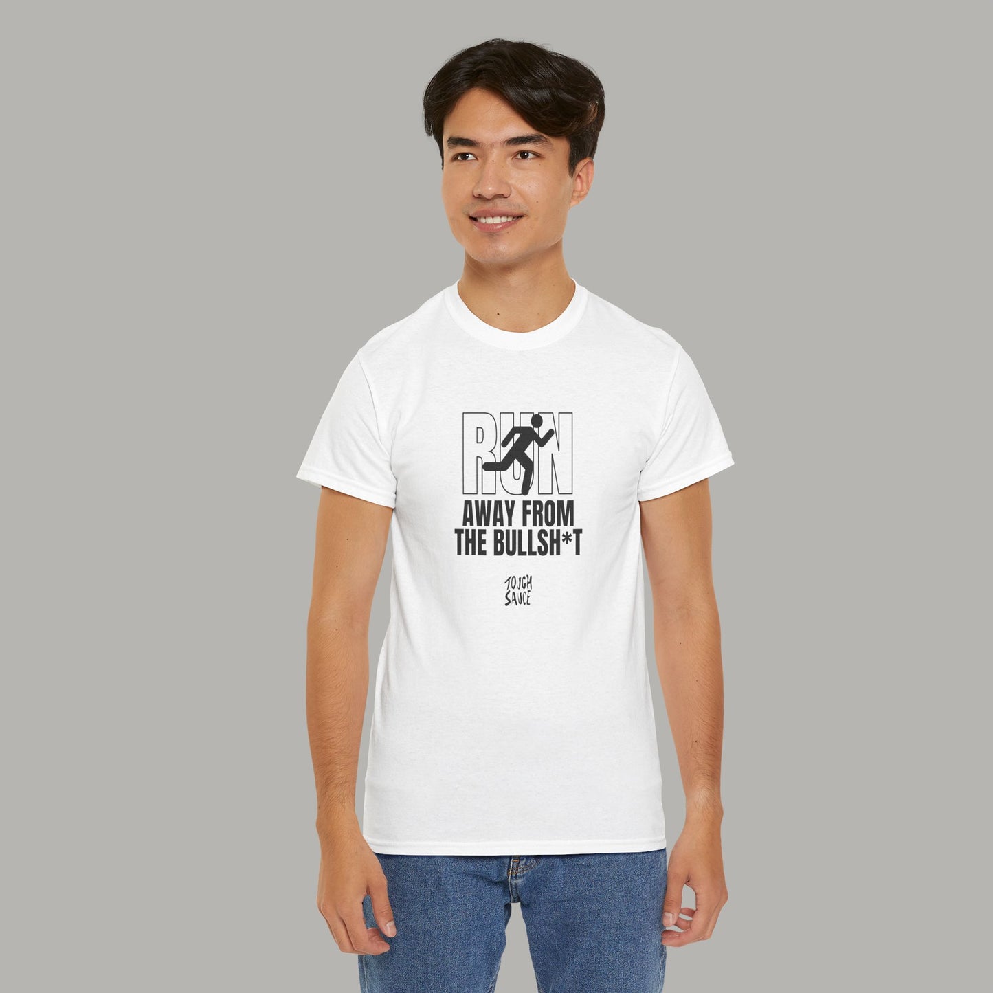 Tough Sauce Run Away From The Bull White Heavy Cotton Tee