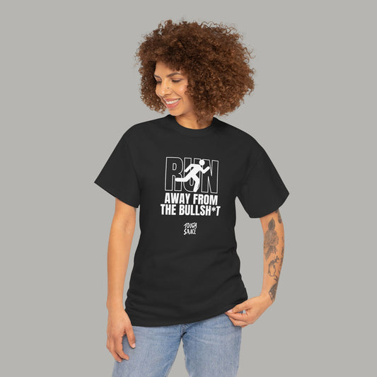 Tough Sauce Run Away From The Bull Black Heavy Cotton Tee