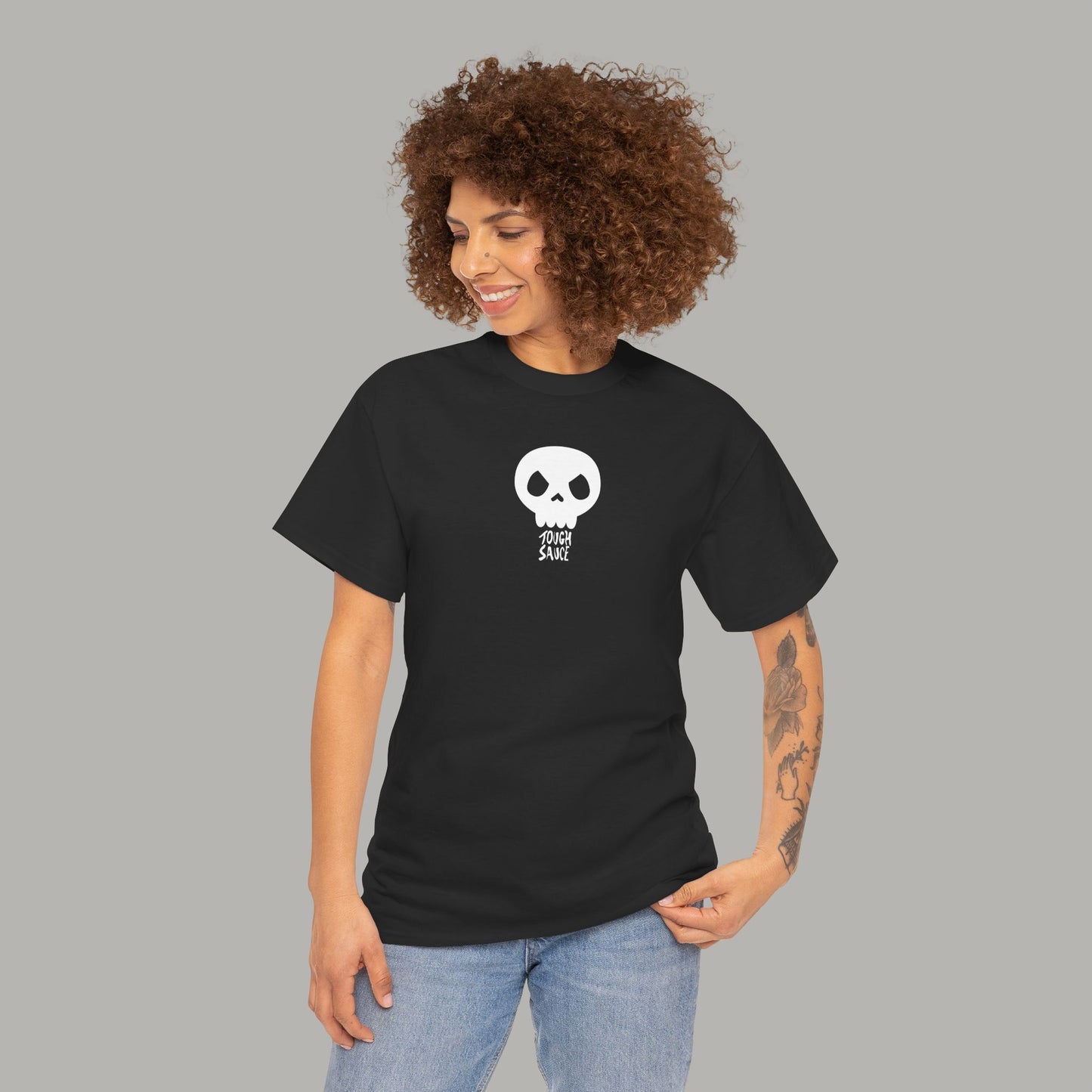 Tough Sauce Skull Dude Black Heavy Cotton Tee