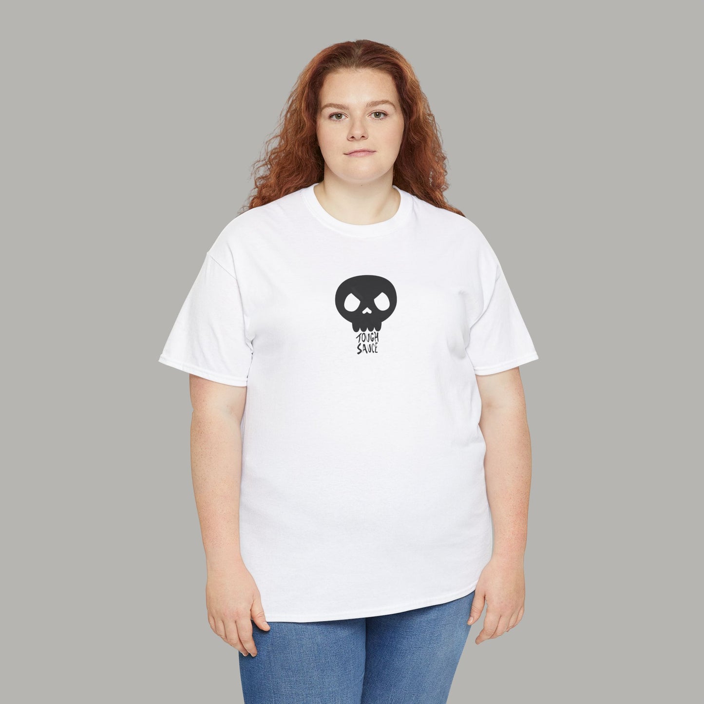 Tough Sauce Skull Dude White Heavy Cotton Tee