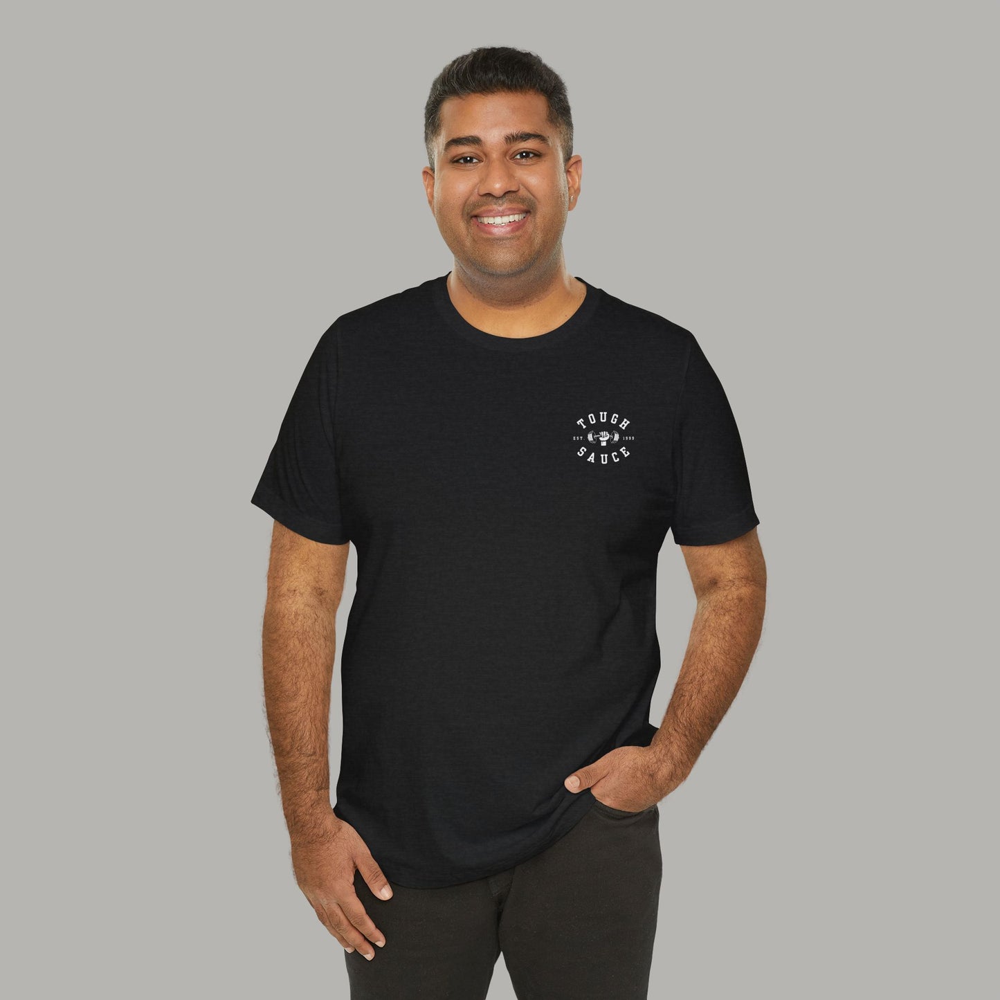 Tough Sauce Gym Unisex Jersey Black Short Sleeve Tee