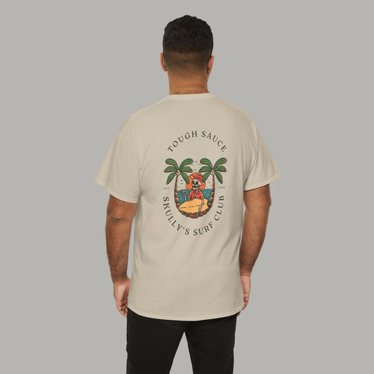 Tough Sauce White Sandy Skully's Surf Club Heavy Weight Cotton Tee