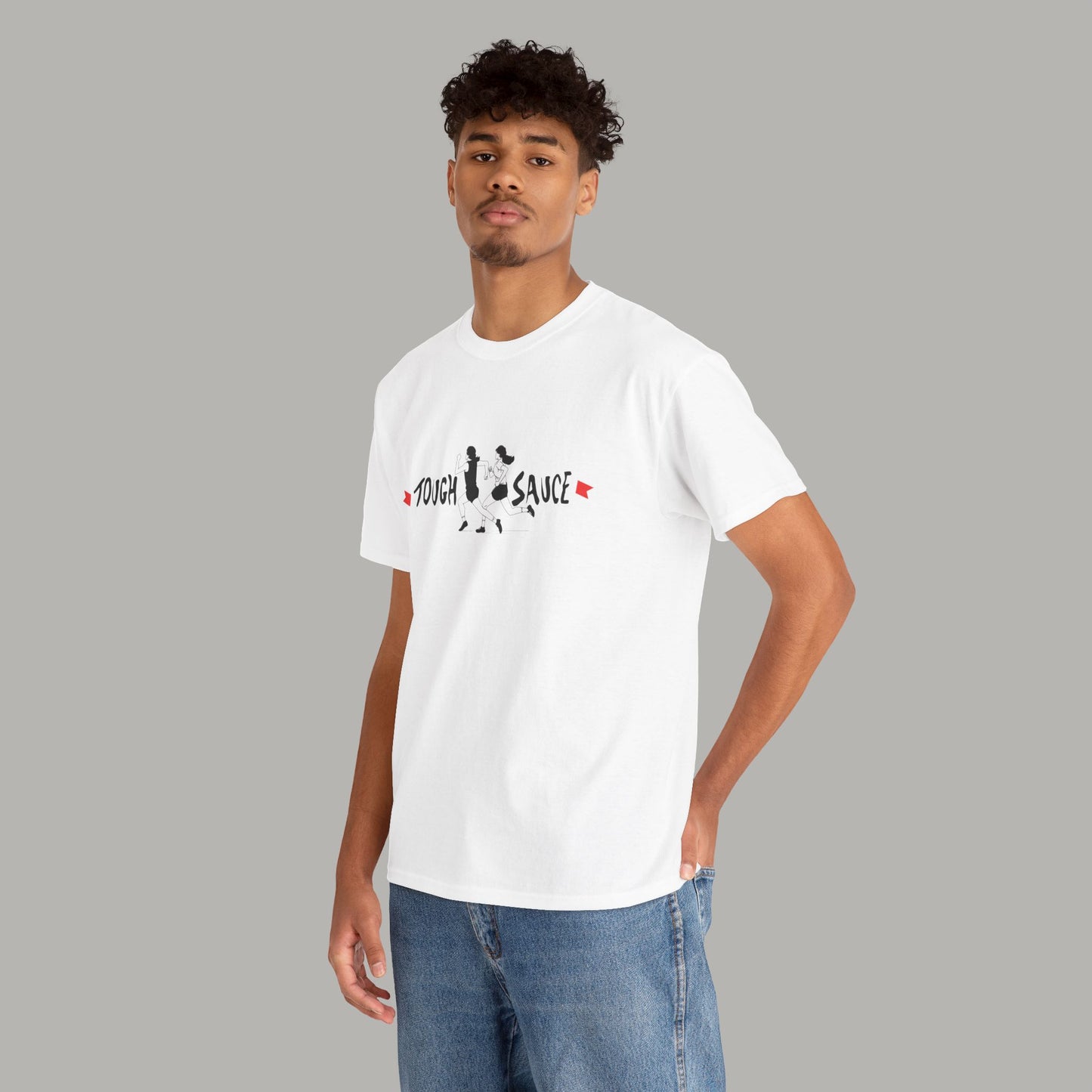 Tough Sauce Running Away From All The Bull White Heavy Cotton Tee