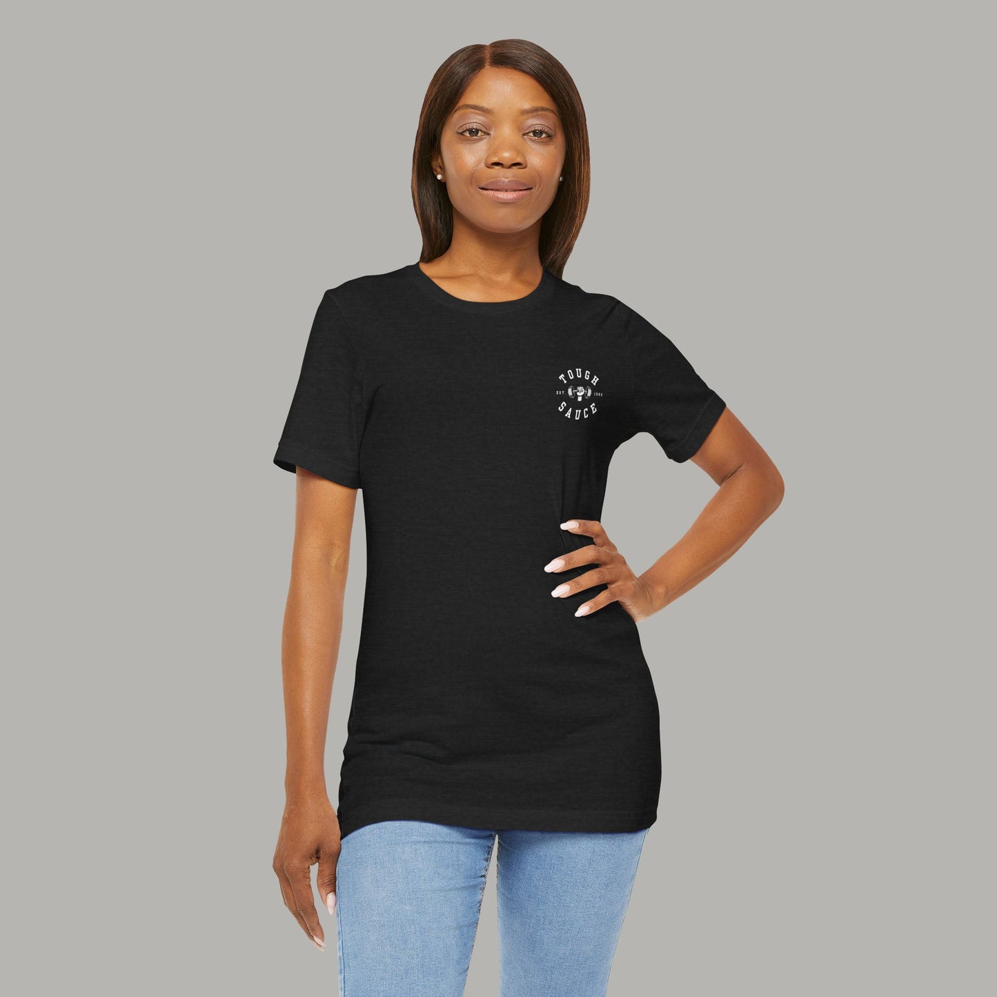 Tough Sauce Gym Unisex Jersey Black Short Sleeve Tee