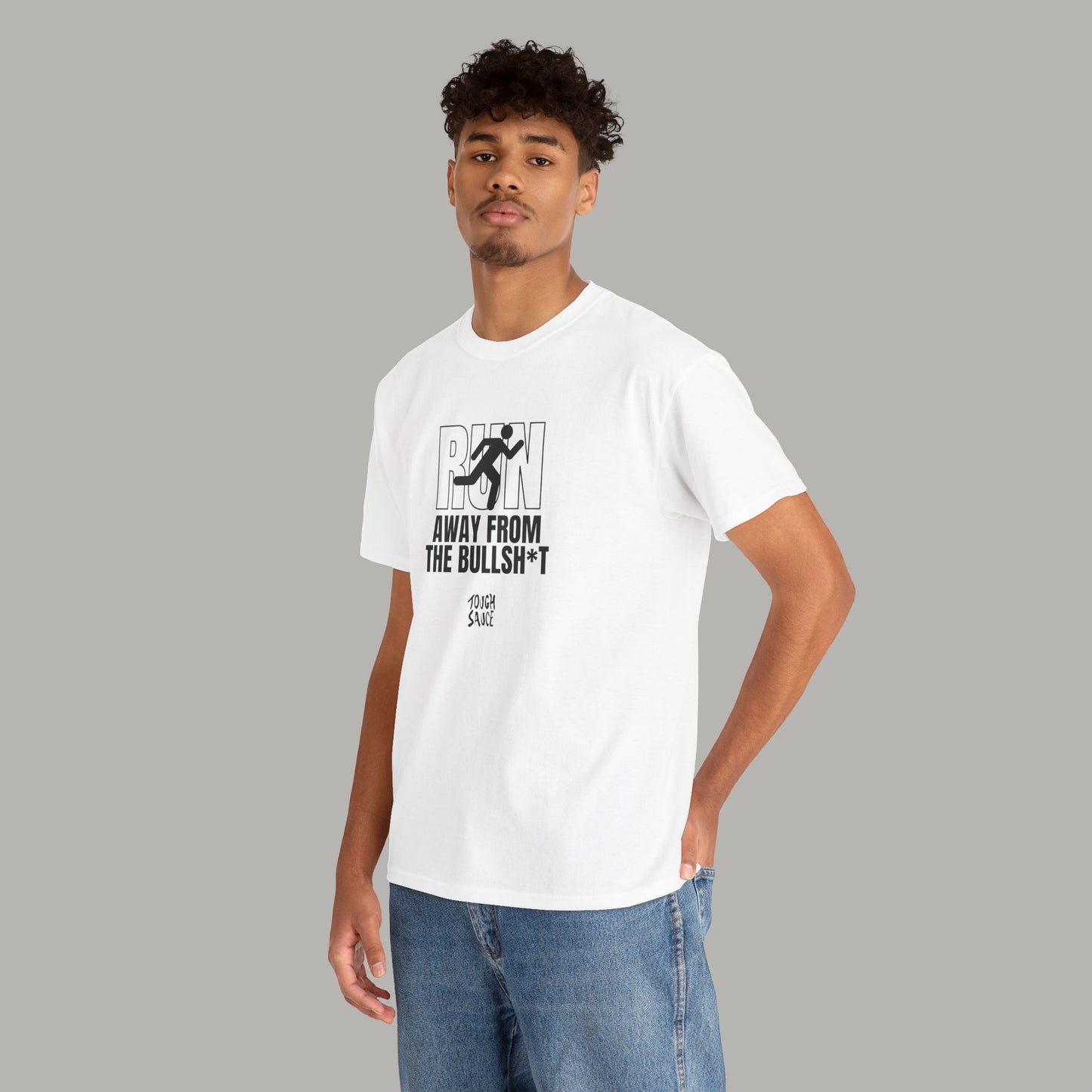 Tough Sauce Run Away From The Bull White Heavy Cotton Tee