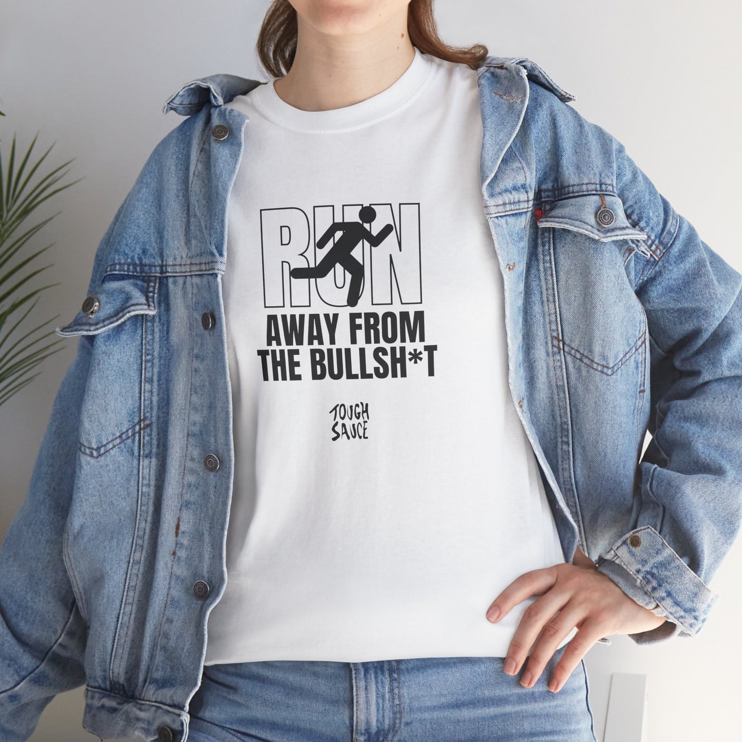 Tough Sauce Run Away From The Bull White Heavy Cotton Tee