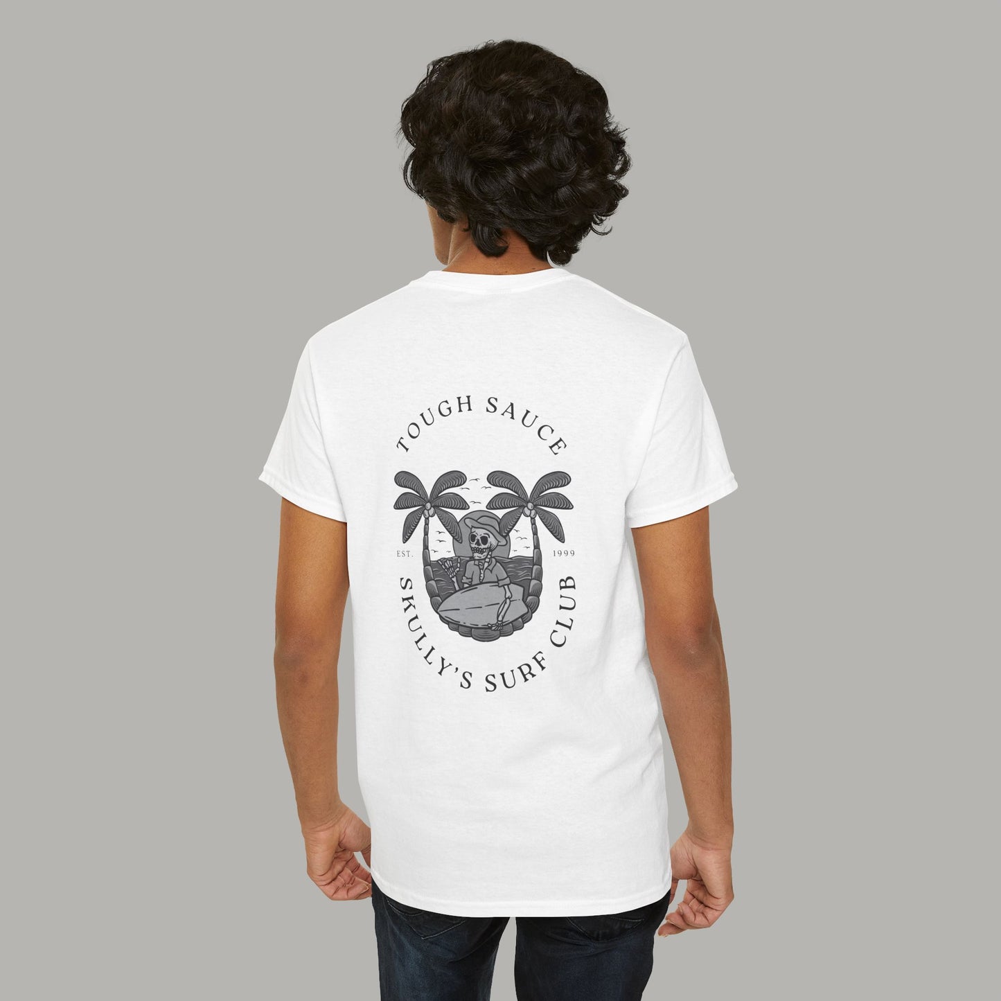 Tough Sauce White Skully's Surf Club Heavy Weight Cotton Tee