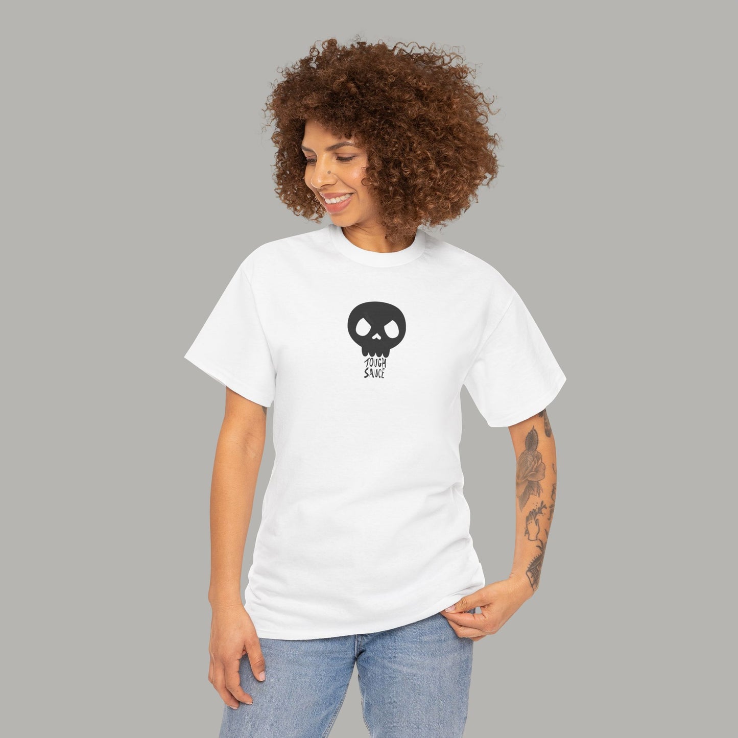 Tough Sauce Skull Dude White Heavy Cotton Tee