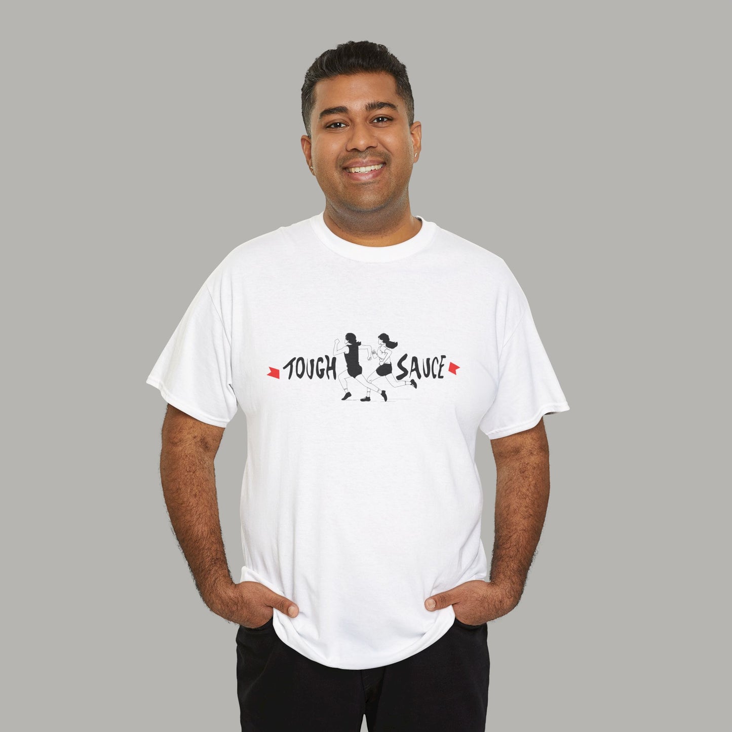 Tough Sauce Running Away From All The Bull White Heavy Cotton Tee
