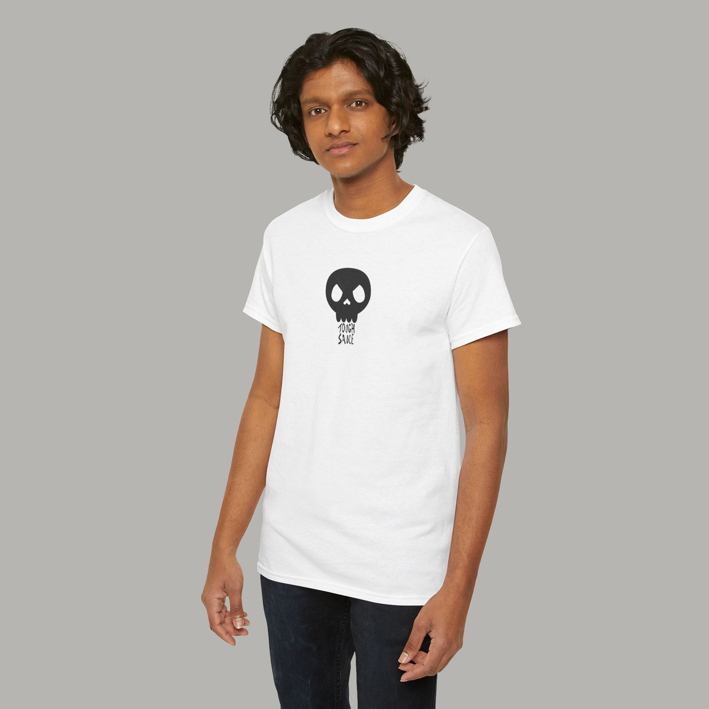 Tough Sauce Skull Dude White Heavy Cotton Tee
