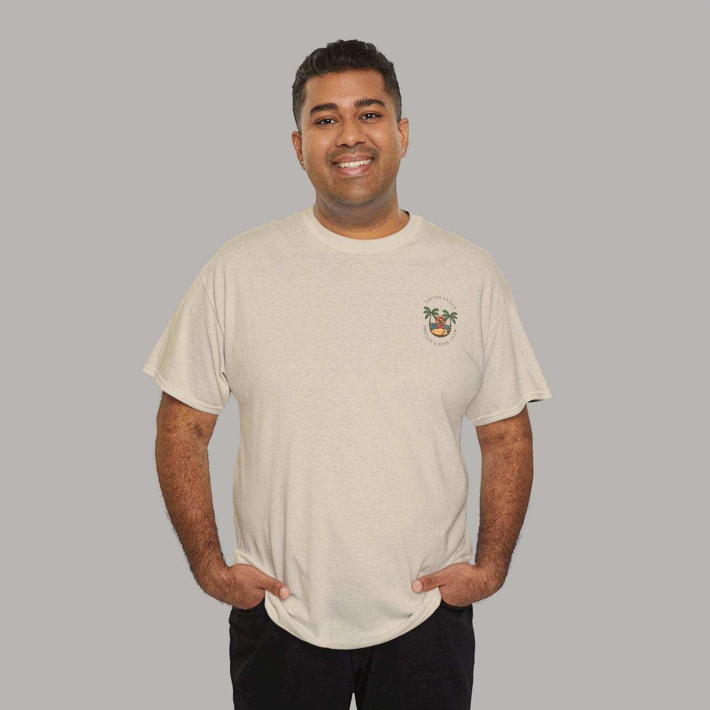 Tough Sauce White Sandy Skully's Surf Club Heavy Weight Cotton Tee