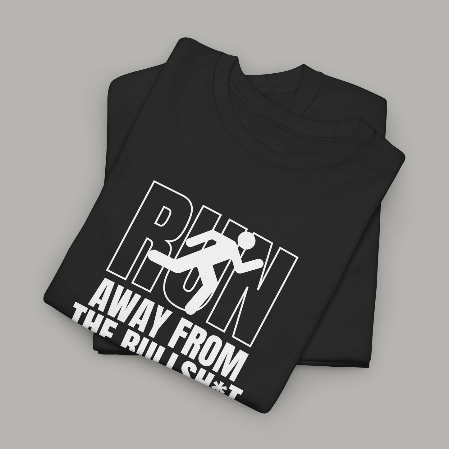 Tough Sauce Run Away From The Bull Black Heavy Cotton Tee