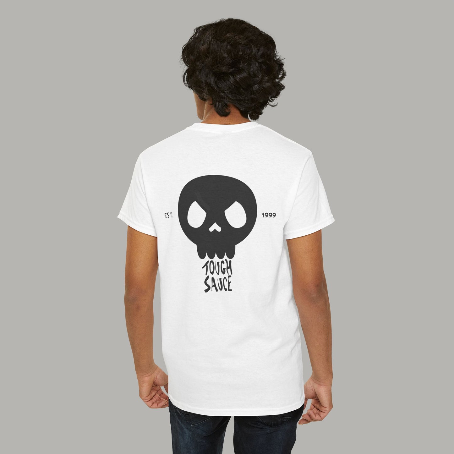 Tough Sauce Skull Dude White Heavy Cotton Tee