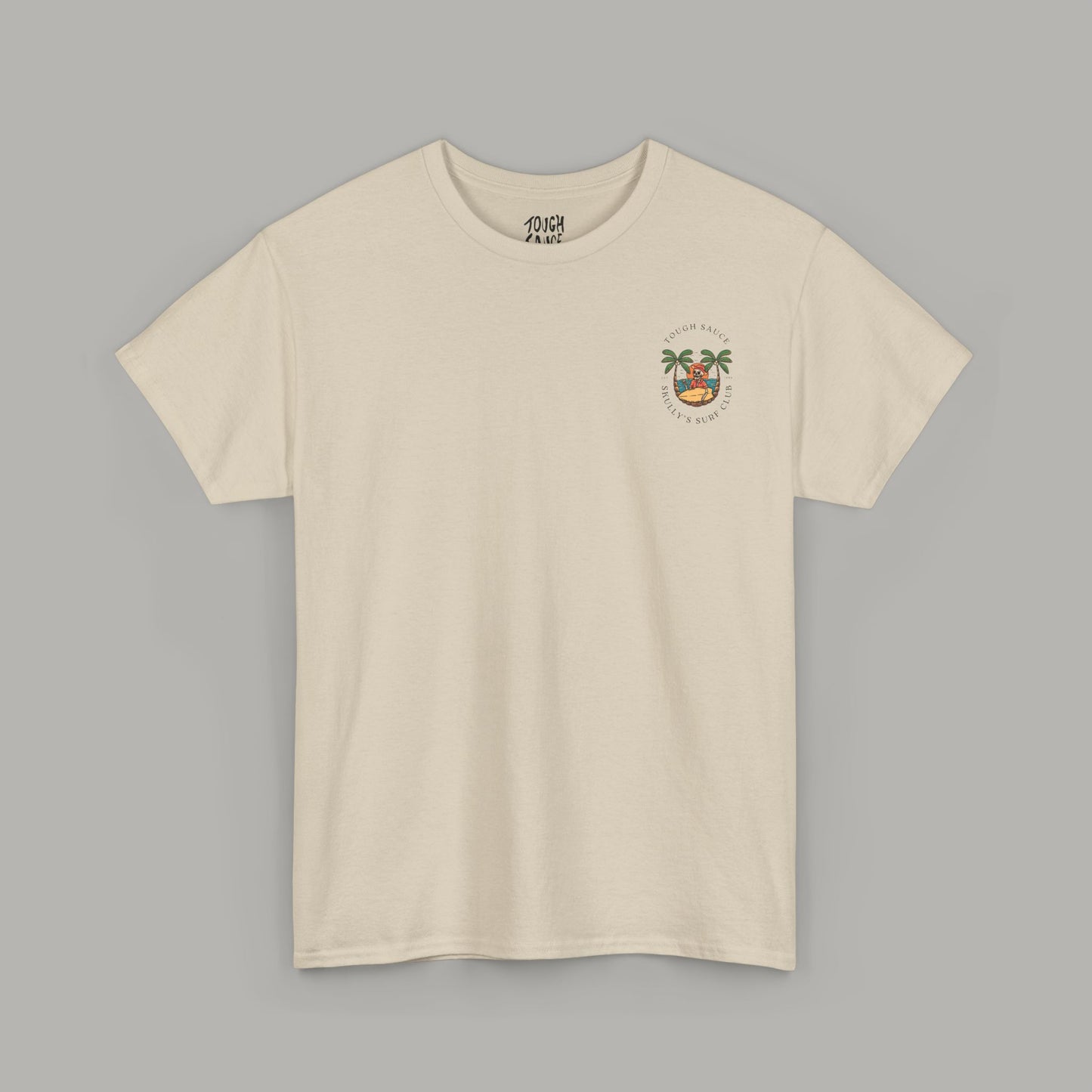 Tough Sauce White Sandy Skully's Surf Club Heavy Weight Cotton Tee