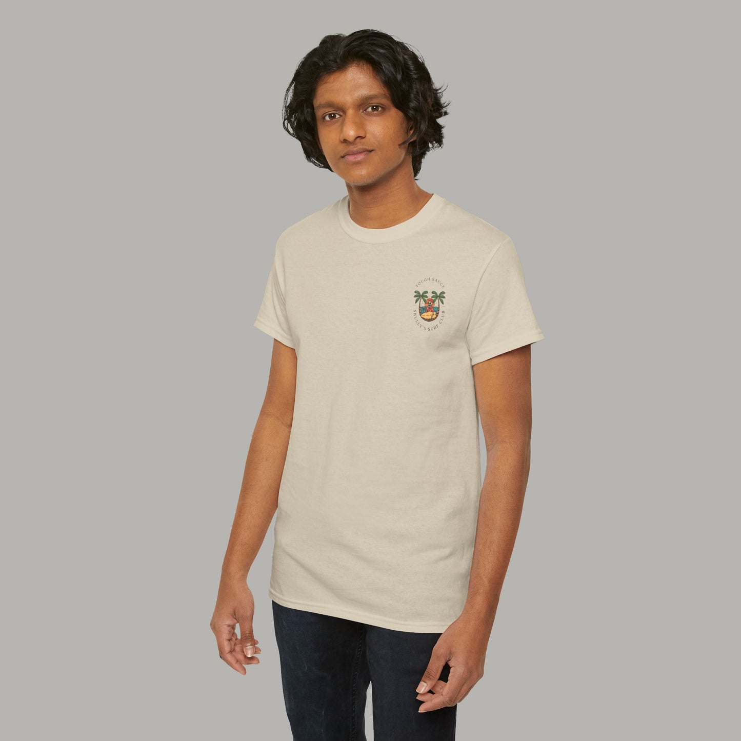 Tough Sauce White Sandy Skully's Surf Club Heavy Weight Cotton Tee