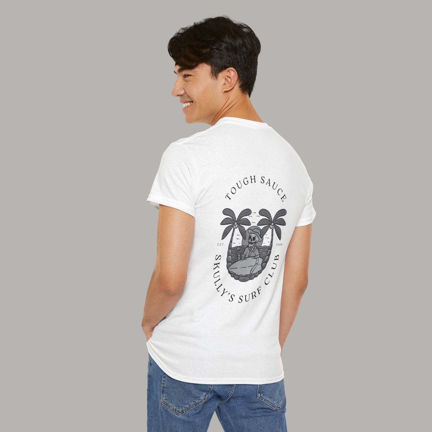 Tough Sauce White Skully's Surf Club Heavy Weight Cotton Tee