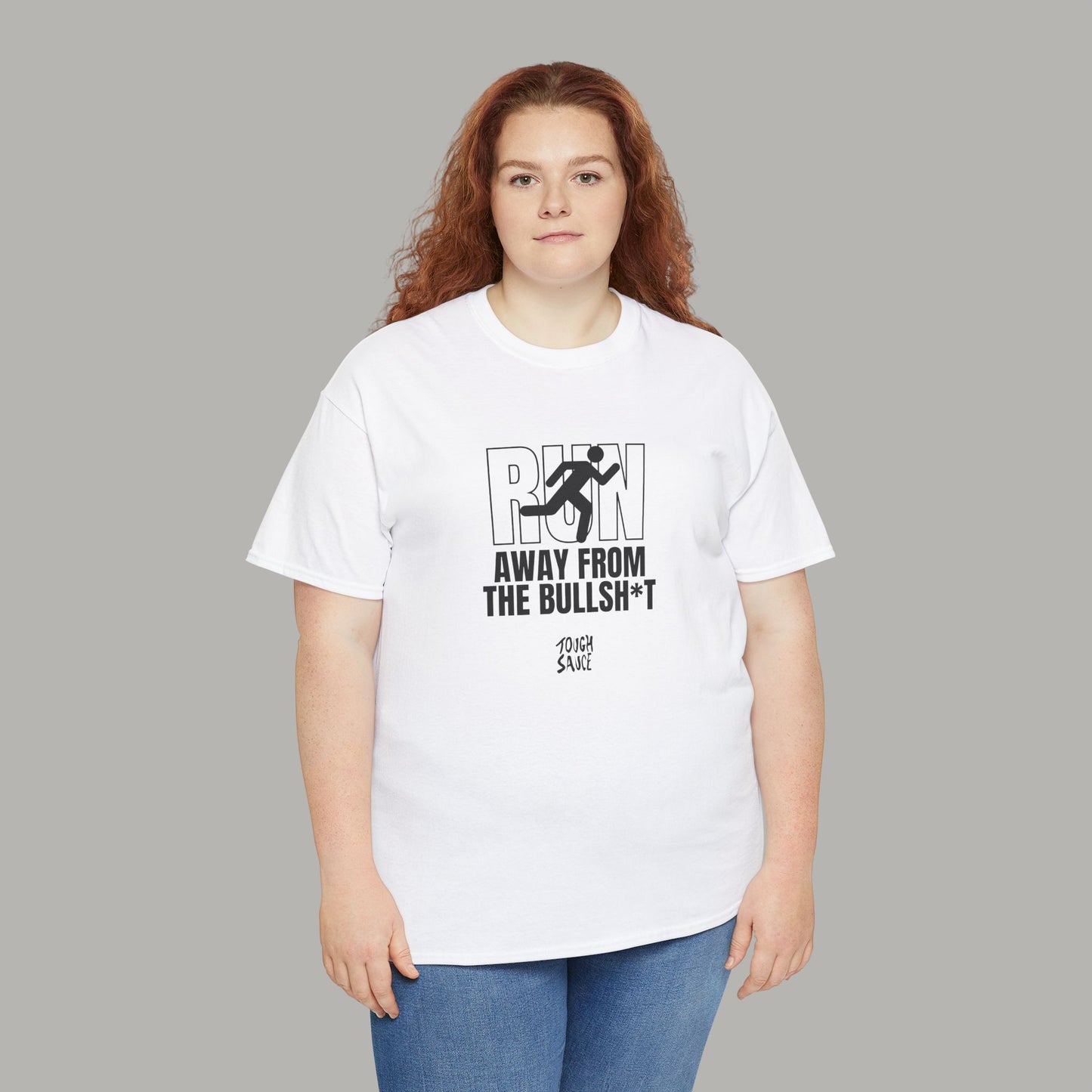 Tough Sauce Run Away From The Bull White Heavy Cotton Tee