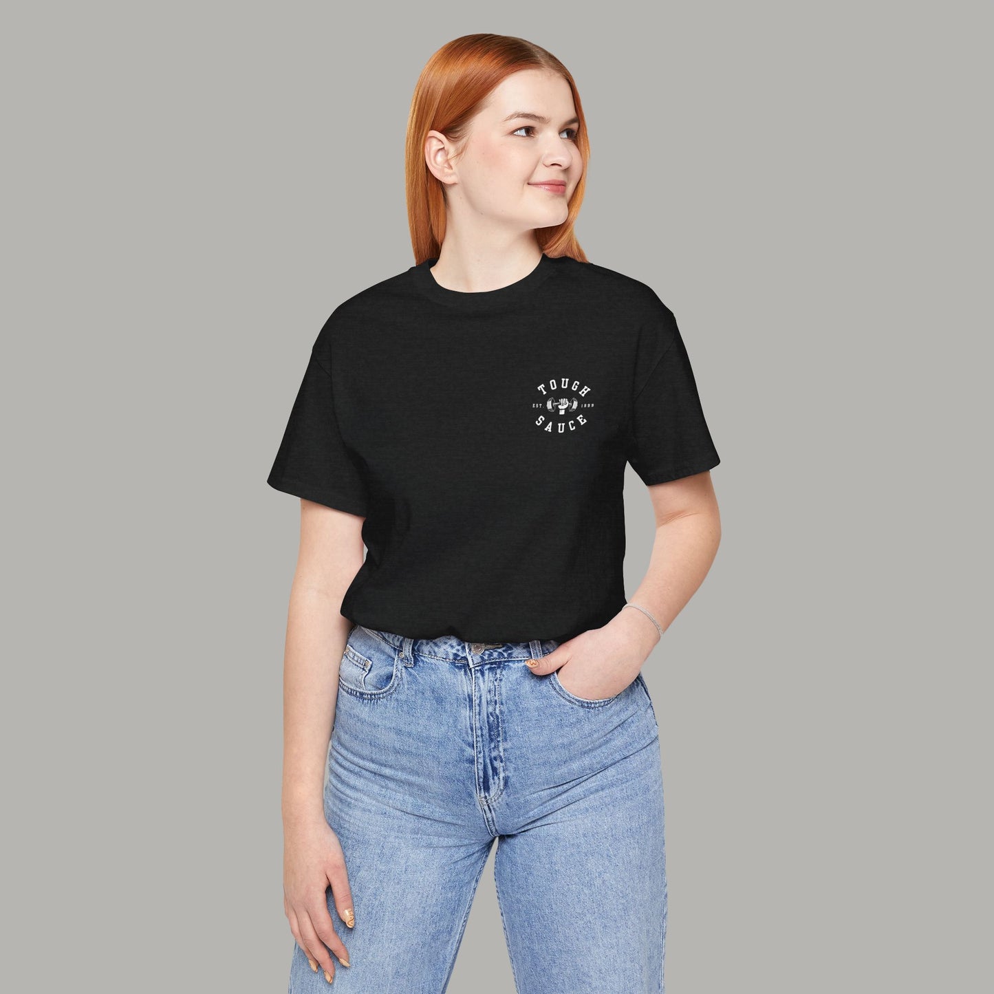 Tough Sauce Gym Unisex Jersey Black Short Sleeve Tee